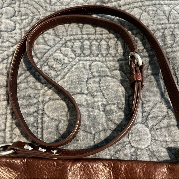 B. Makowski Genuine Brown Leather Silver Studded Crossbody Bag. - Picture 7 of 13